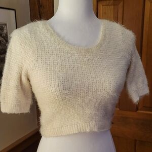 KENDALL & KYLIE Fuzzy Eyelash Knit Crop Sweater